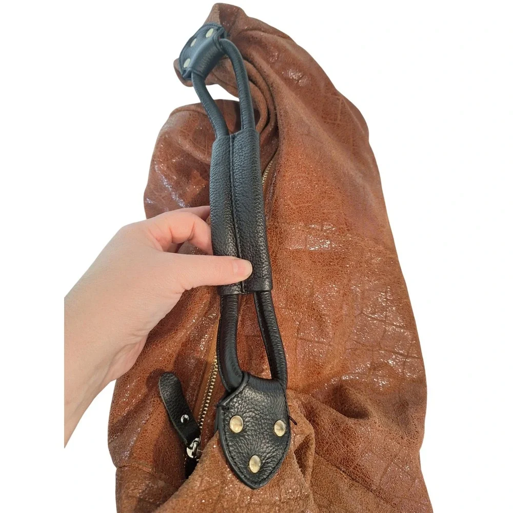 Lola Bernard Modena Rust Croc Embossed Leather Purse Shoulder Bag Handbag‎
